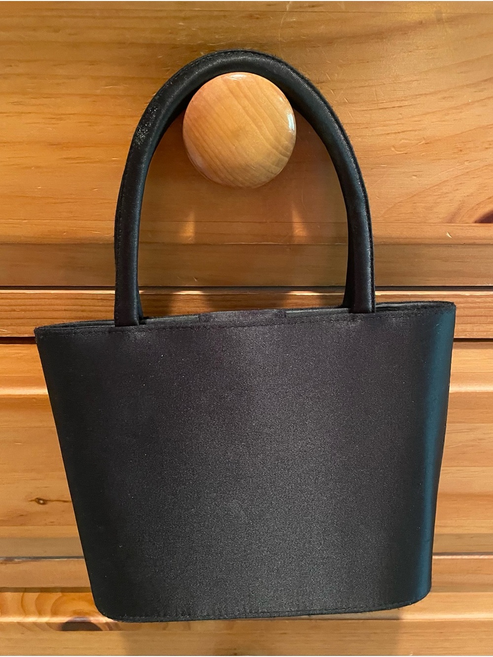 Preston & York Black Satin Mini Top-Handle Bag